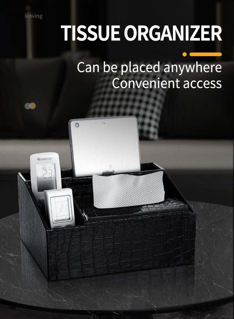 بيروي "منضدة أنيقة متعددة الوظائف 4 في 1 - صندوق مناديل جلدى متعدد الاستخدامات للمنزل والمكتب والسيارة (تصميم راقي)" - Image 2