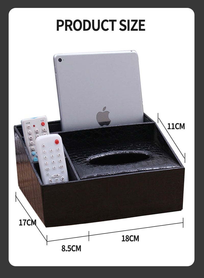 بيروي "منضدة أنيقة متعددة الوظائف 4 في 1 - صندوق مناديل جلدى متعدد الاستخدامات للمنزل والمكتب والسيارة (تصميم راقي)" - Image 3