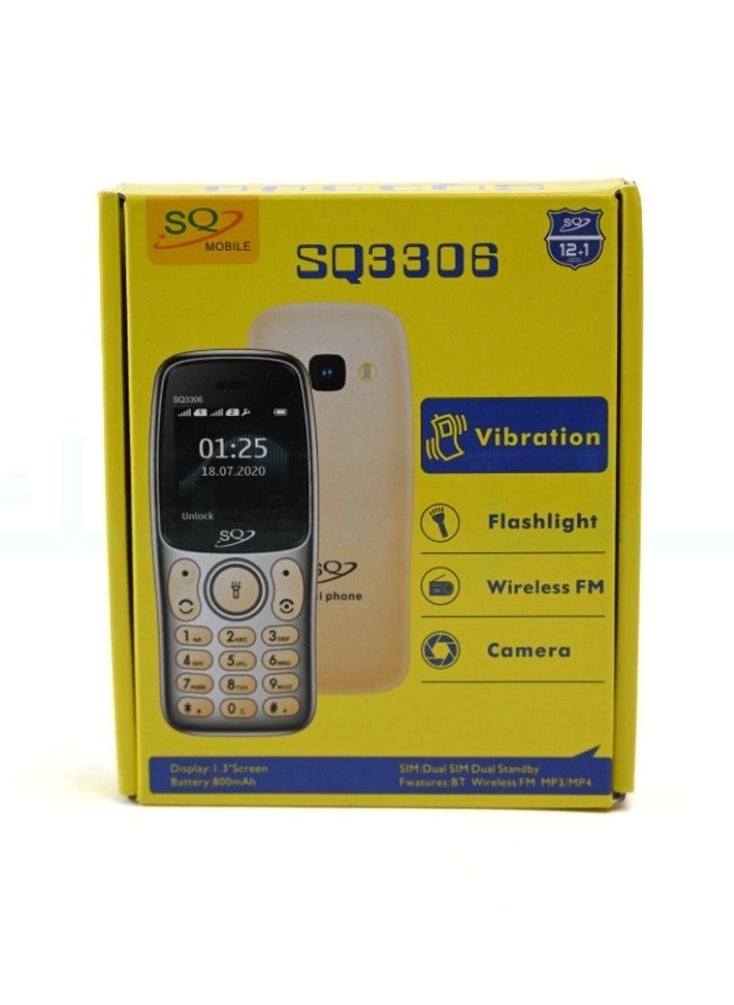 SQ - SQ3306 mini, the smallest mobile phone with strong signal, with two SIM cards, 800 mAh battery and camera, black color - Image 1