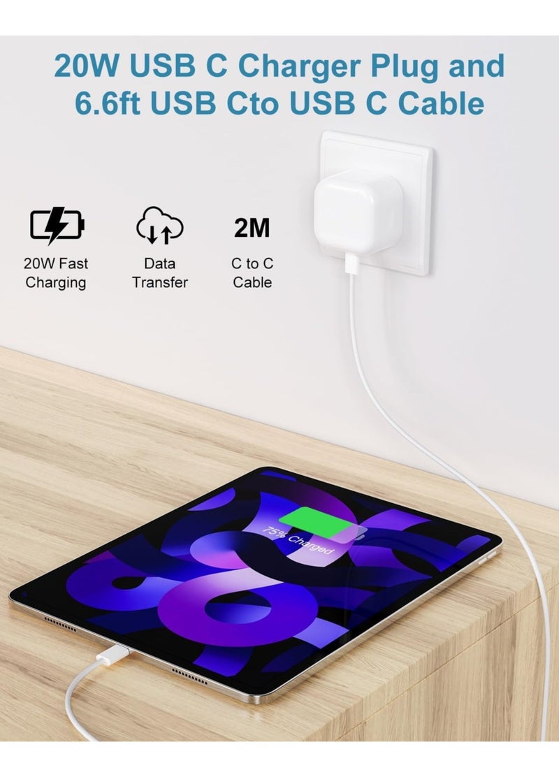 MFi Certified iPhone 15 Fast Charger – 2-Pack 20W USB-C Power Adapter with Extra-Long 2M USB-C Cable for iPhone 15/15 Pro/15 Pro Max, iPad Pro/Air/Mini  - Image 4