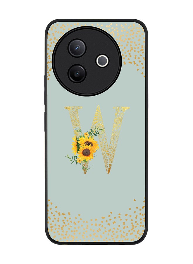 Stylizedd For Vivo Y39 5G / vivo Y300i 5G Case,Slim fit Camera Protection, Shockproof Thin Phone cover  - Custom Floral Monogram - W  (Light Grey ) - Image 1