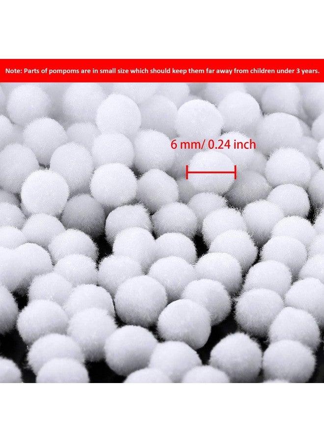 Shappy 2000 Pieces 6 Mm Pom Poms Christmas For Craft Making, Christmas Holiday Costume Pom Balls Hobby Supplies And Diy Creative Crafts Decorations(White) - Image 2