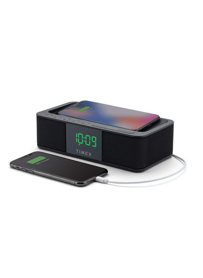 TIMEX - Ihome Alarm Clock Portable Speaker With Qi Wireless Charging And Usb Charger 0.9” Green Led Display Alarm Clock For Bedrooms Bedside Home Or Work Kids And Heavy Sleepers Model: None - Image 1