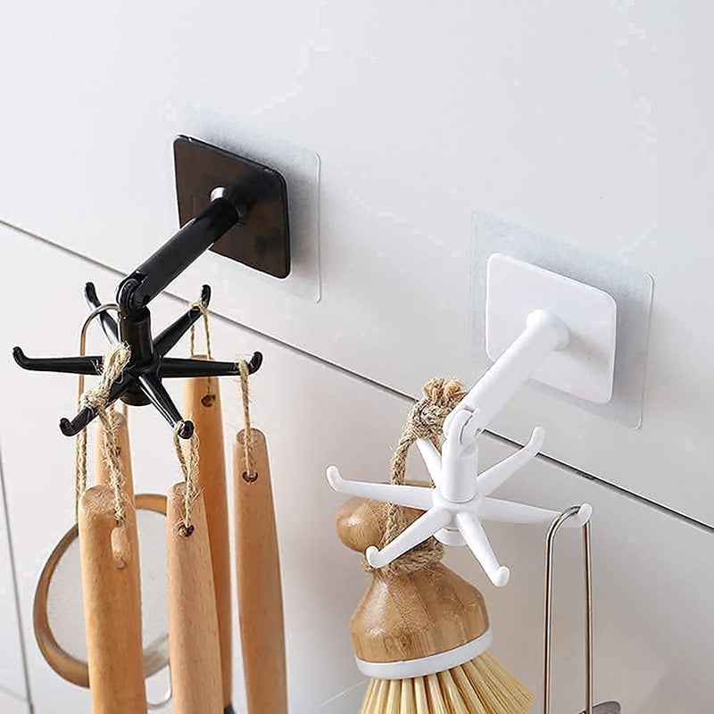 QUALIZA QUALIZA 360 Degree Rotating Kitchen Hook SelfAdhesive Home Wall Hook Handbag Clothes Tie Bag Hanger  - Image 3