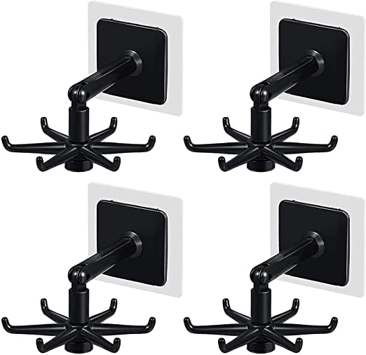QUALIZA QUALIZA 360 Degree Rotating Kitchen Hook SelfAdhesive Home Wall Hook Handbag Clothes Tie Bag Hanger  - Image 1