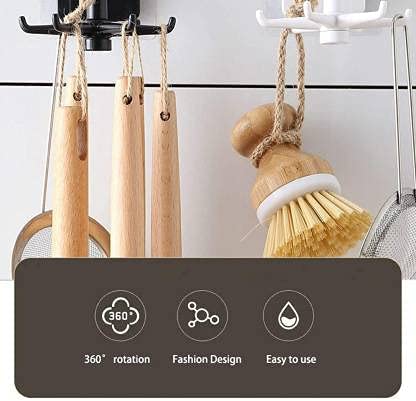 QUALIZA QUALIZA 360 Degree Rotating Kitchen Hook SelfAdhesive Home Wall Hook Handbag Clothes Tie Bag Hanger  - Image 2