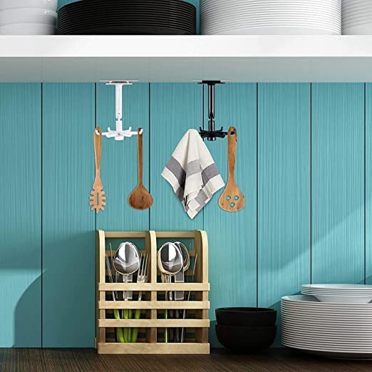 QUALIZA QUALIZA 360 Degree Rotating Kitchen Hook SelfAdhesive Home Wall Hook Handbag Clothes Tie Bag Hanger  - Image 4