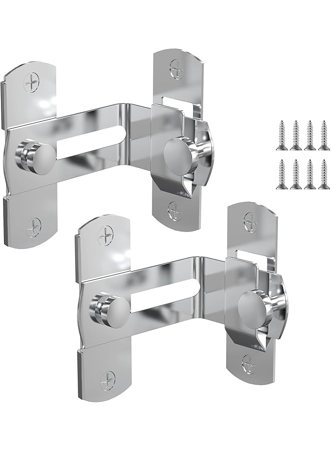 X spring Barn Door Latches, 2 Pack Flip Barn Door Lock Latch, Stainless Steel Barn Door Locks, 90 Degree Door Latch Lock and Latches for Barn Door, Garage, Sliding Door, Pet Door, Bathroom (Silver) - Image 1