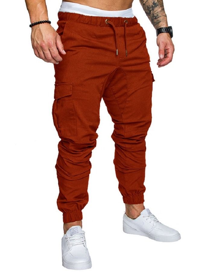 Loquat Men's Solid Color Casual Tie Elastic Sports Pants  - Image 1