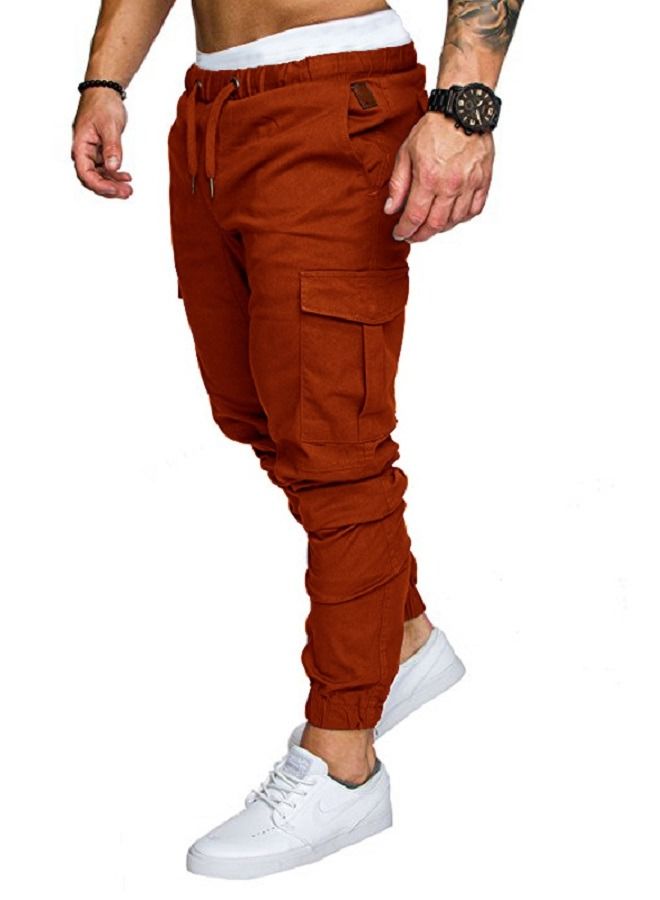 Loquat Men's Solid Color Casual Tie Elastic Sports Pants  - Image 2