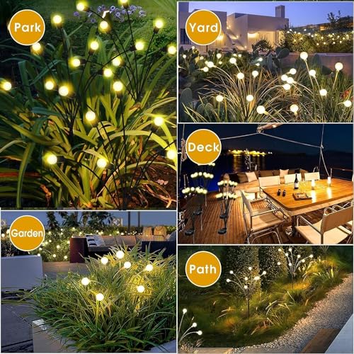 TECH LOGO ELECTRONICS Outdoor Solar Garden 8 led Lights Waterproof, New Upgraded Firefly Lights Solar Outdoor, Swaying When Wind Blows, Firefly Garden Decorations for Yard Patio Pathway, Warm White (1) - Image 5
