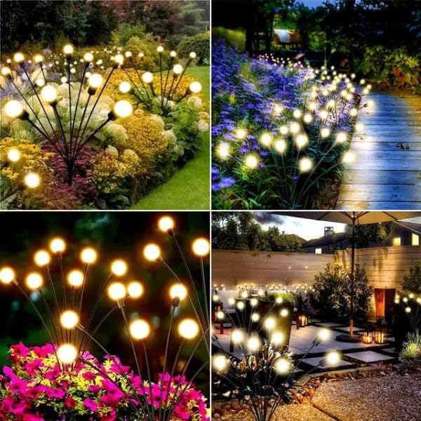 TECH LOGO ELECTRONICS Outdoor Solar Garden 8 led Lights Waterproof, New Upgraded Firefly Lights Solar Outdoor, Swaying When Wind Blows, Firefly Garden Decorations for Yard Patio Pathway, Warm White (1) - Image 3