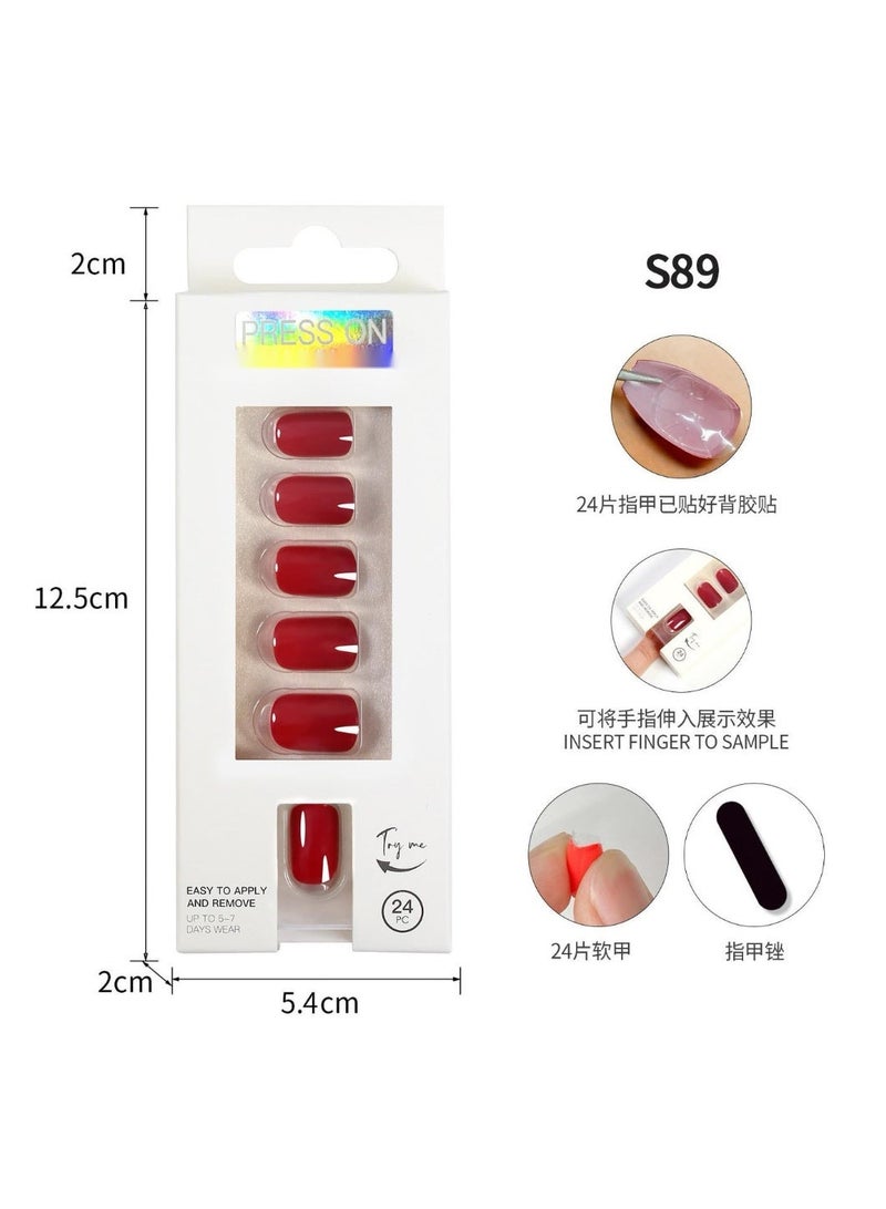 Press On Nails, 24 Gel Nails Kit, False Nails, Reusable Stick On Nails in variable Sizes, French Style, Full Well Tips, Shimmery Finish, False Nails press on, impress nails, stick on nails - Image 1