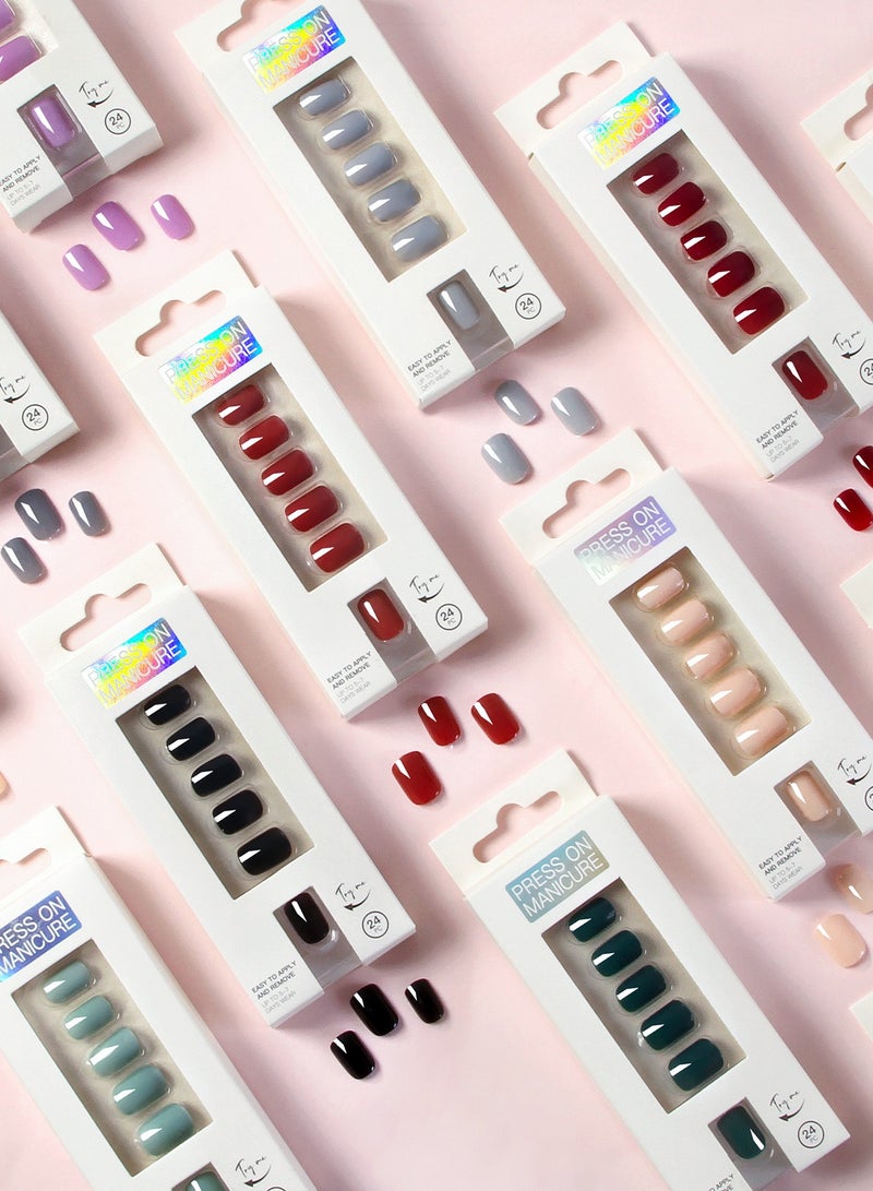 Press On Nails, 24 Gel Nails Kit, False Nails, Reusable Stick On Nails in variable Sizes, French Style, Full Well Tips, Shimmery Finish, False Nails press on, impress nails, stick on nails - Image 4