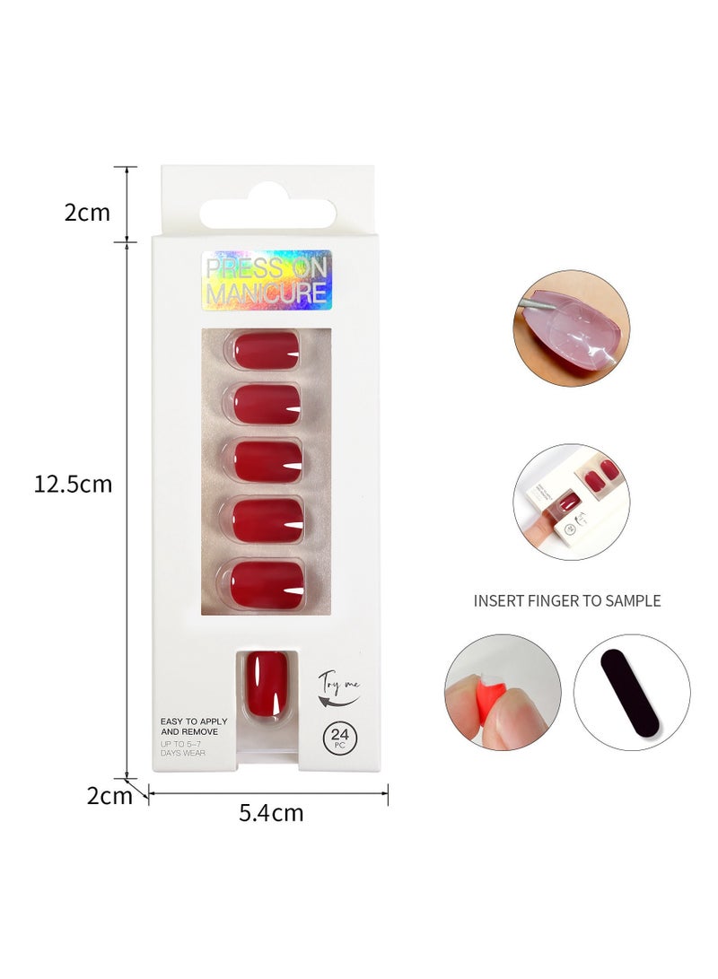 Press On Nails, 24 Gel Nails Kit, False Nails, Reusable Stick On Nails in variable Sizes, French Style, Full Well Tips, Shimmery Finish, False Nails press on, impress nails, stick on nails - Image 1