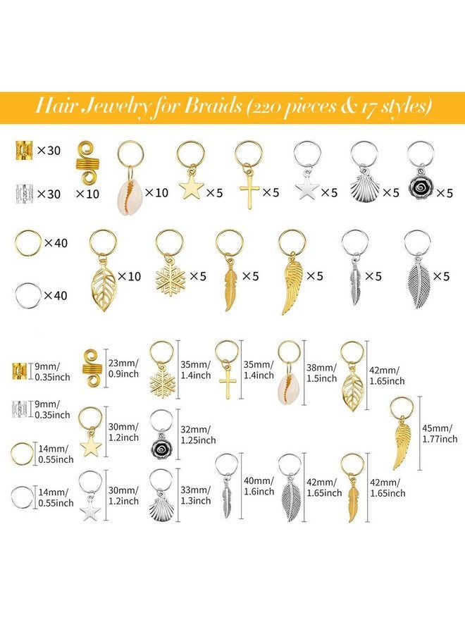 MAYCREATE¬Æ 220 Pcs Stylish Hair Jewelry - Braid Accessories with Alloy Charms, Metal Rings, Pendants, Cuffs & Clips for Women & Girls - Image 2