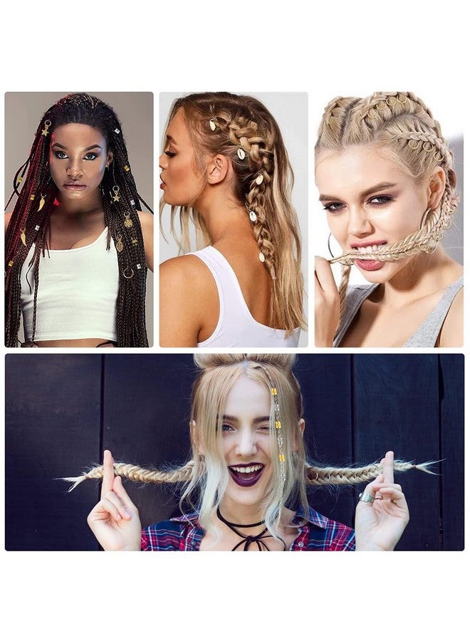 MAYCREATE¬Æ 220 Pcs Stylish Hair Jewelry - Braid Accessories with Alloy Charms, Metal Rings, Pendants, Cuffs & Clips for Women & Girls - Image 5