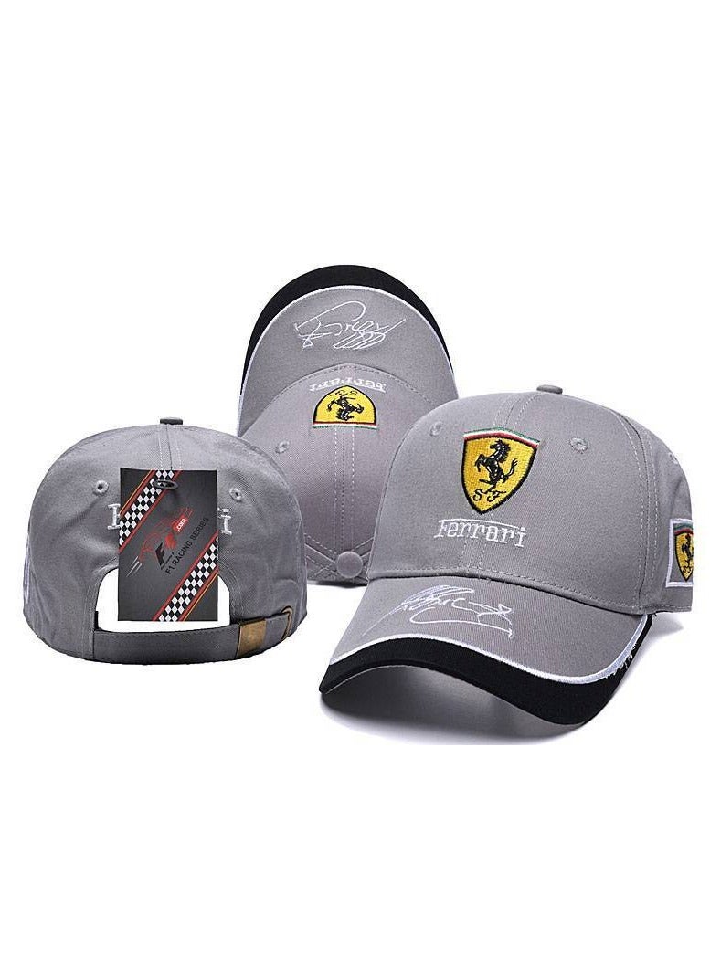 فيراري Racing Cap: Grey Signature  Prancing Horse Badge