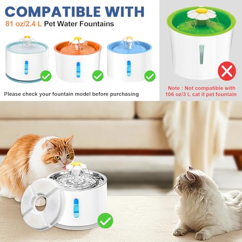 Beyolike Cat Water Fountain Filter 12 Pcs Replacement Cat Fountain Filters Dia is 5 3Filtration System Round Carbon Cats Filters Compatible with 81oz24L Round Automatic Pet Fountain Water Dispenser - Image 3