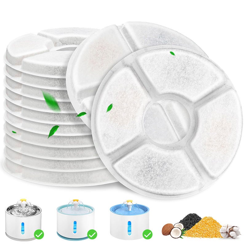 Beyolike Cat Water Fountain Filter 12 Pcs Replacement Cat Fountain Filters Dia is 5 3Filtration System Round Carbon Cats Filters Compatible with 81oz24L Round Automatic Pet Fountain Water Dispenser - Image 2