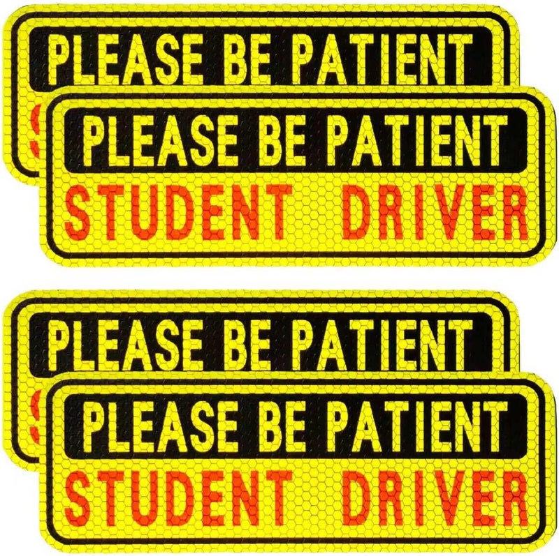 BFXM 4 PCS Student Driver Magnet for Car, Please Be patient Student Driver, Funny Magnetic New Driver Safety Warning Bumper Sticker Signs, Reusable Movable Rookie Driver Reflective Magnets Stickers Wet anti slip - Image 1