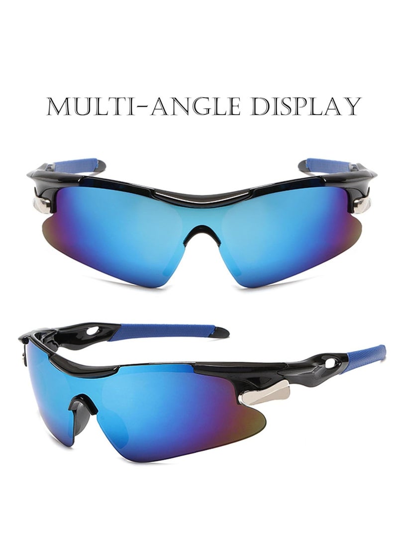 Generic Outdoor Sports UV Protection Half Frame Sunglasses, UV400 Polarized Bicycle Safety Sports Sunglasses, Windproof Baseball and Golf Goggles, (Dark Gray + Blue)  - Image 3