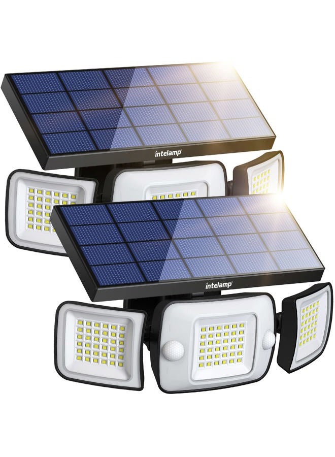 intelamp Solar Outdoor Lights,6000mAh Motion Sensor with Dual Sensors,Waterproof Solar Flood Lights 270°Wide Angle for Outside with 3 Modes - Image 1