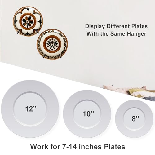 LEVOSHUA Adjustable Wall Plate Hangers for 7-14 inches Plate, Rubber Coating Anti-Scratch Plate Display, Vertical Stand Holder for Plaque, Tray, Framed Art, Black 2 Pack - Image 3