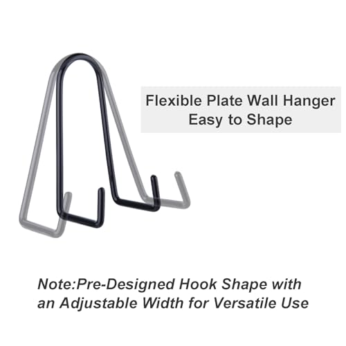 LEVOSHUA Adjustable Wall Plate Hangers for 7-14 inches Plate, Rubber Coating Anti-Scratch Plate Display, Vertical Stand Holder for Plaque, Tray, Framed Art, Black 2 Pack - Image 5