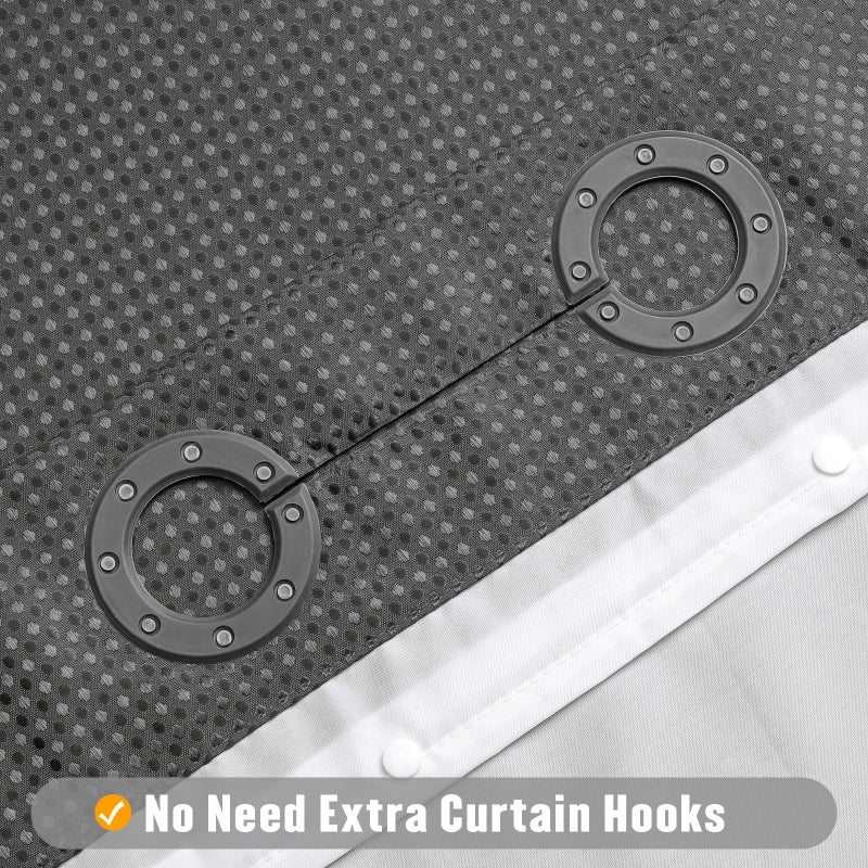Mitovilla Gray Waffle Small Stall Shower Stain 36 × 74 لا توجد خطاطين مطلوبة نصف حجم الضيق من القماش الستار دش الستار مع بطانة المفاجئة لديكور الحمام الحديث الرمادي الفحم - Image 2