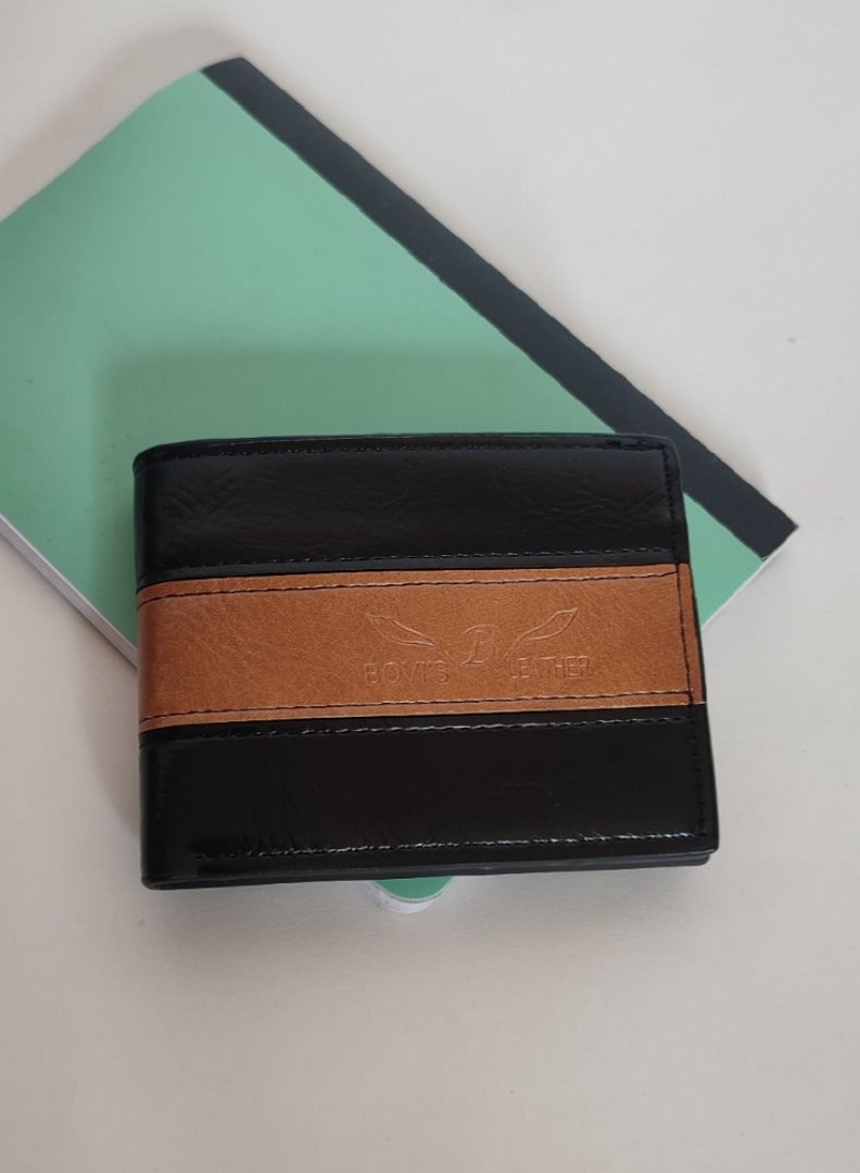 Black leather men's wallet - Image 1