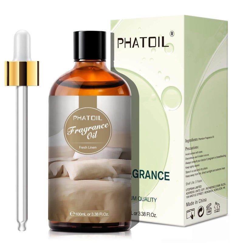 PHATOIL زيوت عطرية برائحة الكتان الطازج PHATOIL 3.38FL.OZ للعلاج بالروائح، زيوت أساسية للناشرات المنزلية، مثالية للناشر، صنع الشموع والصابون، منتجات معطرة منزلية الصنع - 100 مل - Image 2