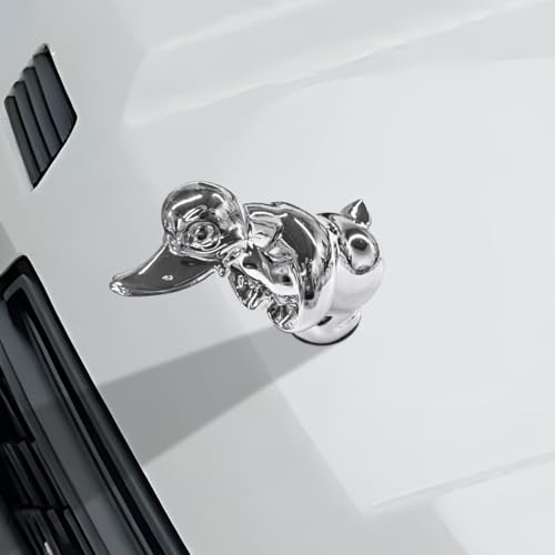 Tuxihapp Angry Duck Car Hood Ornament, High Shine 3D Chromed Metal Car Hood Decoration, Self-Adhesive Electroplated Polished Vehicle Exterior Charm Accessories for Truck, Desktop, Cabinet (Sliver) - Image 1