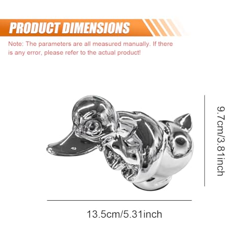 Tuxihapp Angry Duck Car Hood Ornament, High Shine 3D Chromed Metal Car Hood Decoration, Self-Adhesive Electroplated Polished Vehicle Exterior Charm Accessories for Truck, Desktop, Cabinet (Sliver) - Image 2