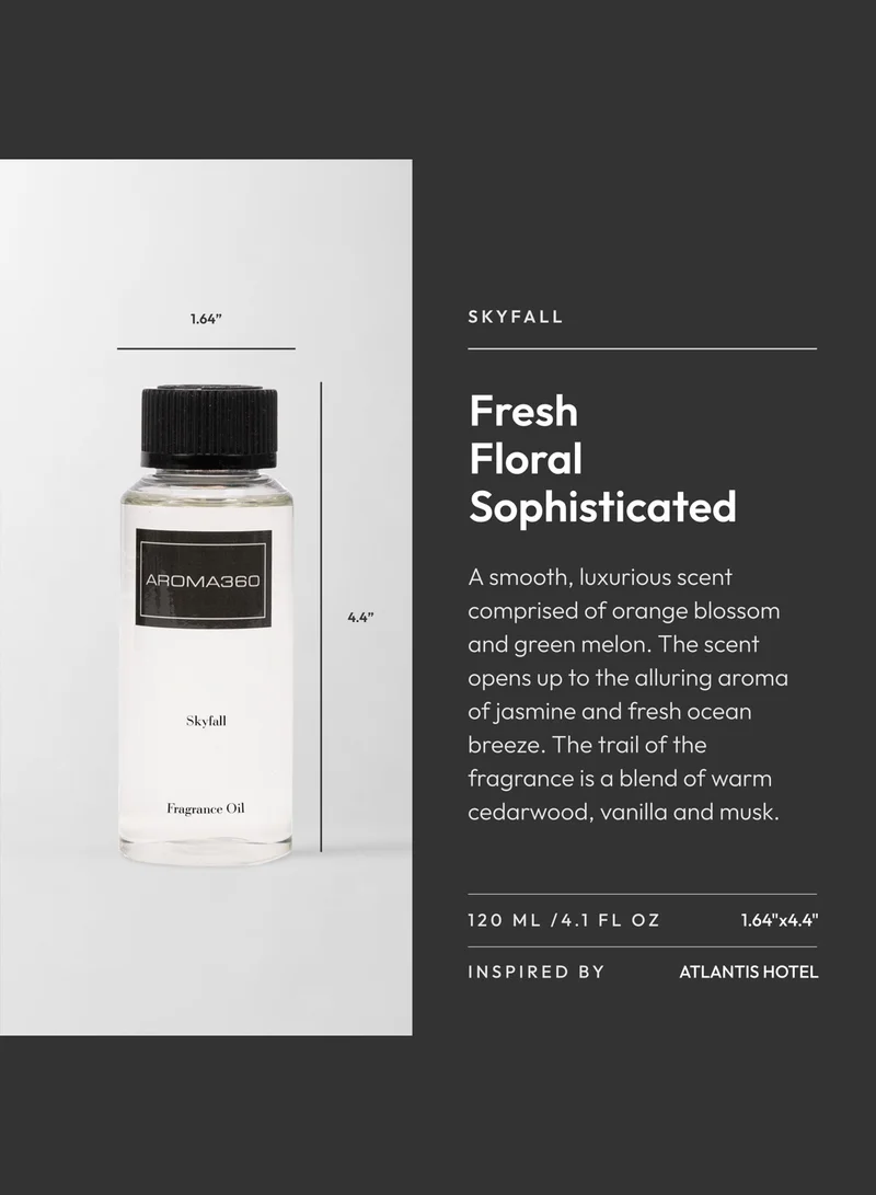 AROMA360 Skyfall Fragrance Oil Blend - Hotel Inspired for Luxury Essential Oil Diffusers - Aromatherapy Scent Diffuser Oil - Neroli, Jasmine, and Vanilla