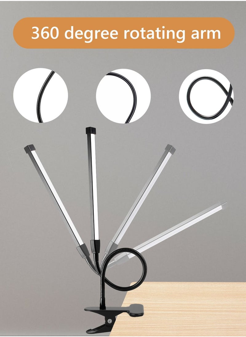 LOOPITYS - LED Desk lamp with Clamp  EyeCaring Clip on Lights for Home Office  3 Modes 10 Brightness  Long Flexible Gooseneck  Metal  Swing Arm Architect Task Table Lamps -- Black small size - Image 1