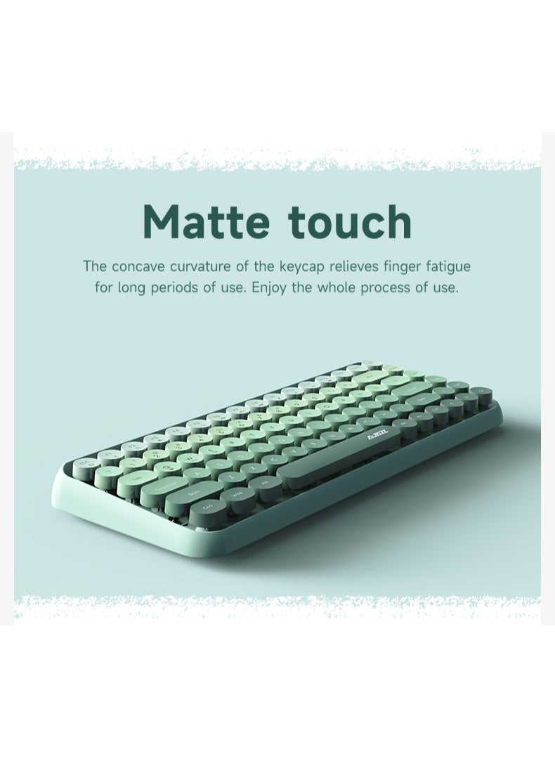 A-jazz AJAZZ 308i Wireless Bluetooth keyboard mini portable 84-key keyboard compatible with Android, Windows, PC, tablet computer, dark color, suitable for home and office keyboard (308i-green) - Image 3