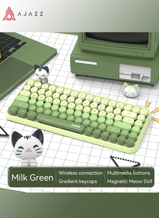 A-jazz AJAZZ 308i Wireless Bluetooth keyboard mini portable 84-key keyboard compatible with Android, Windows, PC, tablet computer, dark color, suitable for home and office keyboard (308i-green) - Image 2