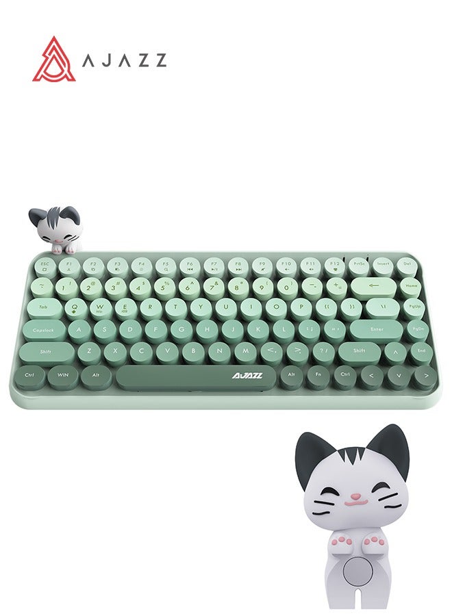 A-jazz AJAZZ 308i Wireless Bluetooth keyboard mini portable 84-key keyboard compatible with Android, Windows, PC, tablet computer, dark color, suitable for home and office keyboard (308i-green) - Image 1