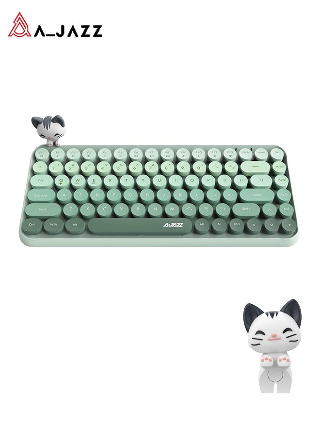 A-jazz 308i Bluetooth wireless keyboard, powered by two AAA batteries, an 84-key portable mini keyboard, compatible with Android and Windows systems as well as PCs and tablets, dark colour, suitable for home and office use - Image 1