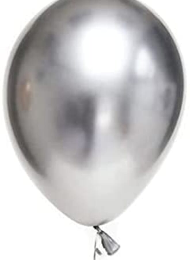 Party Time 10 Pieces Silver Chrome Party Balloons Set 12 Inches - Image 2
