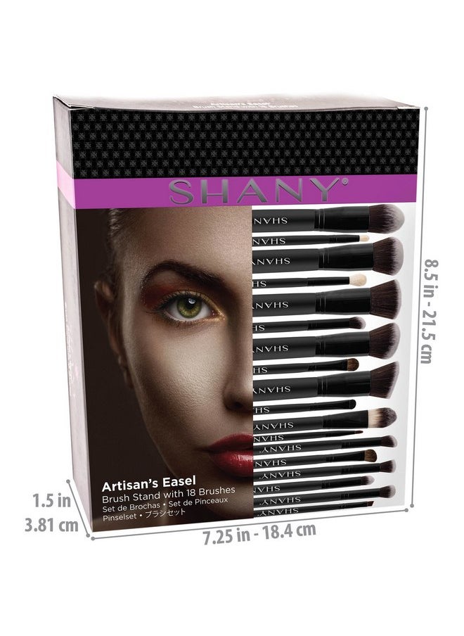 Shany SHANY Makeup Brushes Artisan Easel Elite Cosmetics Make up Brush Set, Complete Kabuki Makeup Brush Set with Standing Convertible Makeup Brush Holder Storage - 18 pcs  - Image 4