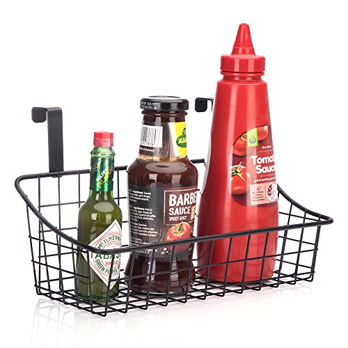 LeleCAT Over Cabinet Door Basket with hook Grid Storage Basket, Kitchen Storage Organizer,Over Cabinet Door Organizer,Hanging it behind a door or on a railing, Small, BLack,2 Pack - Image 3