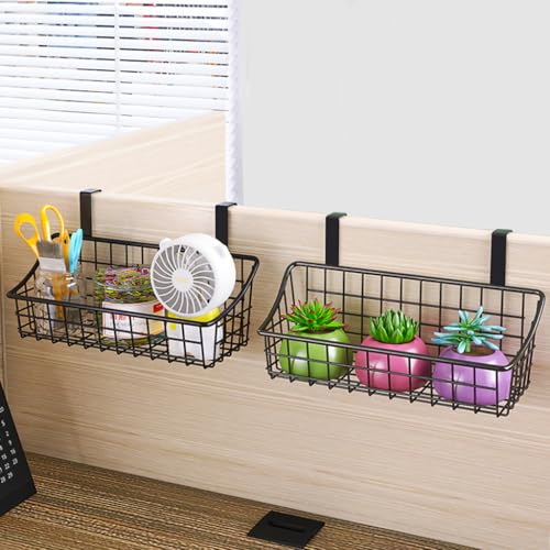 LeleCAT Over Cabinet Door Basket with hook Grid Storage Basket, Kitchen Storage Organizer,Over Cabinet Door Organizer,Hanging it behind a door or on a railing, Small, BLack,2 Pack - Image 4