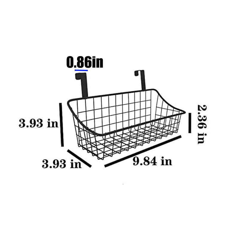 LeleCAT Over Cabinet Door Basket with hook Grid Storage Basket, Kitchen Storage Organizer,Over Cabinet Door Organizer,Hanging it behind a door or on a railing, Small, BLack,2 Pack - Image 2