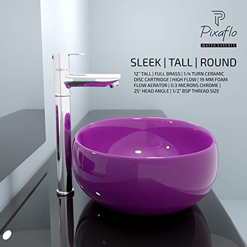 Pixaflo Fission Brass Extended Tall Body Pillar Cock 12 inch Tap for Wash Basin | Deck Mounted | Cold Water Tap (Not Hot & Cold Mixer) | Counter Top/Table Top Faucet | Foam Flow | Chrome Finish - Image 4