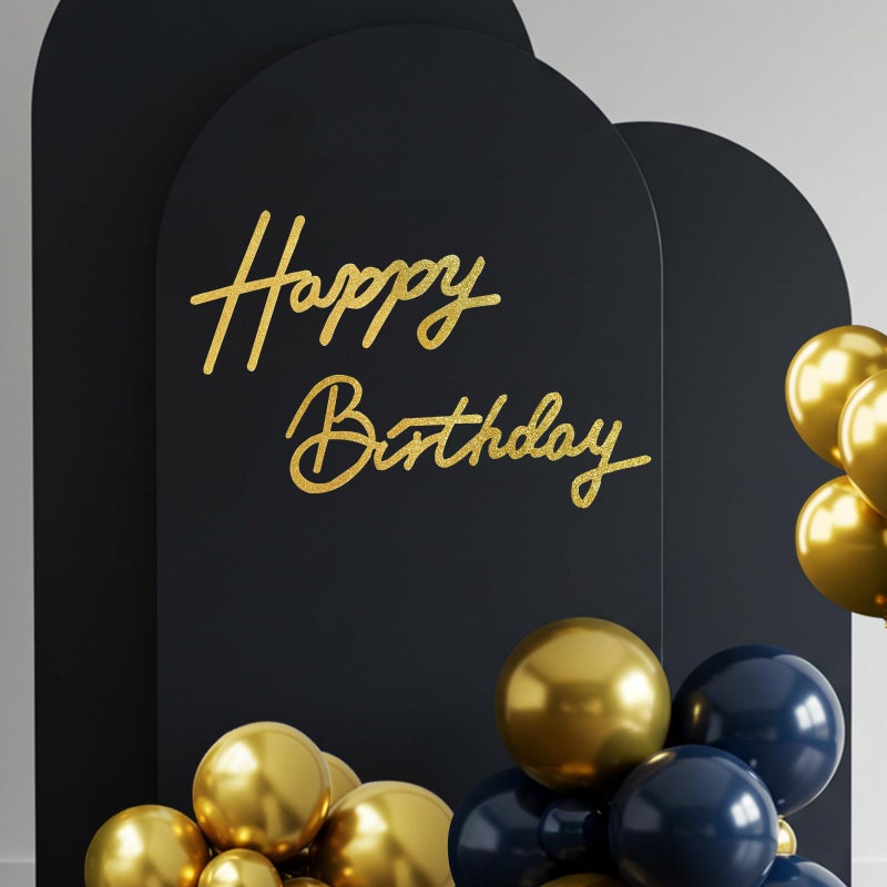 TONIFUL Happy Birthday Sign for Backdrop - Glitter Gold Felt Banner - Includes Dot Glue - Perfect for Birthday Party Backdrop,Wall Decr,Balloon Arch,Photo Background - Image 1