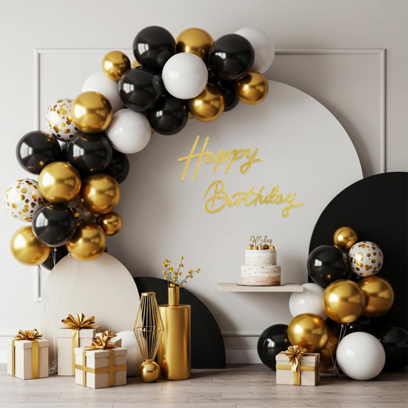 TONIFUL Happy Birthday Sign for Backdrop - Glitter Gold Felt Banner - Includes Dot Glue - Perfect for Birthday Party Backdrop,Wall Decr,Balloon Arch,Photo Background - Image 2