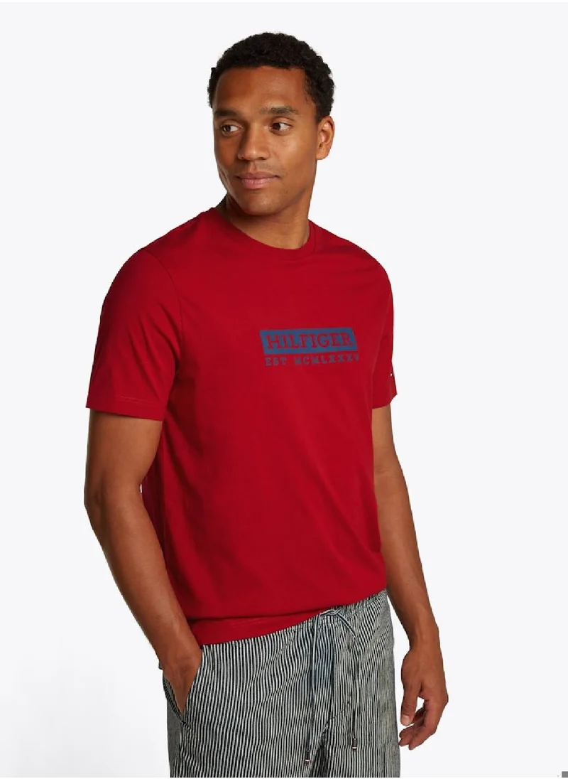 TOMMY HILFIGER Men's Graphic T-Shirt - Cotton, Red