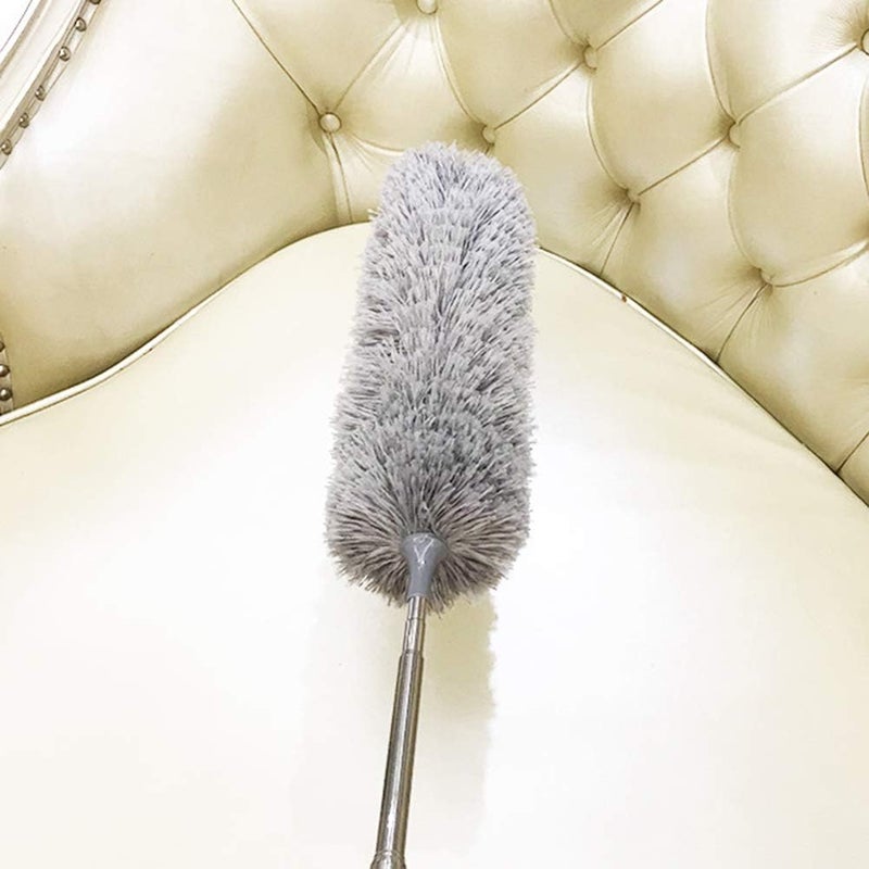 Volcano منظف الريش المصنوع من الألياف الدقيقة من فولكانو قابل للانحناء وقابل للتمديد مع مقبض عمود قابل للتوسيع بطول 100 بوصة قابل للغسل لتنظيف المراوح العالية والستائر والأثاث - Image 4